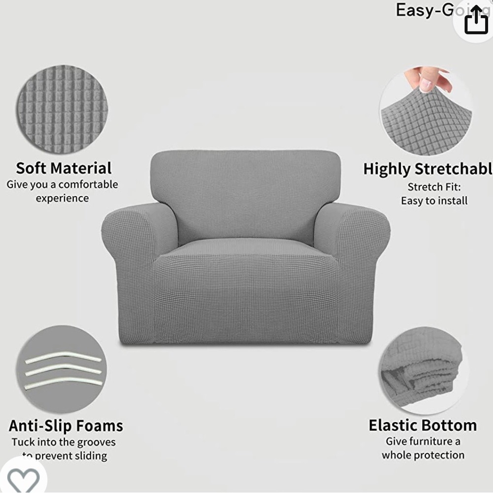 Easy-Going 1-Piece Oversized Stretch Slipcovers ,Light  Gray.